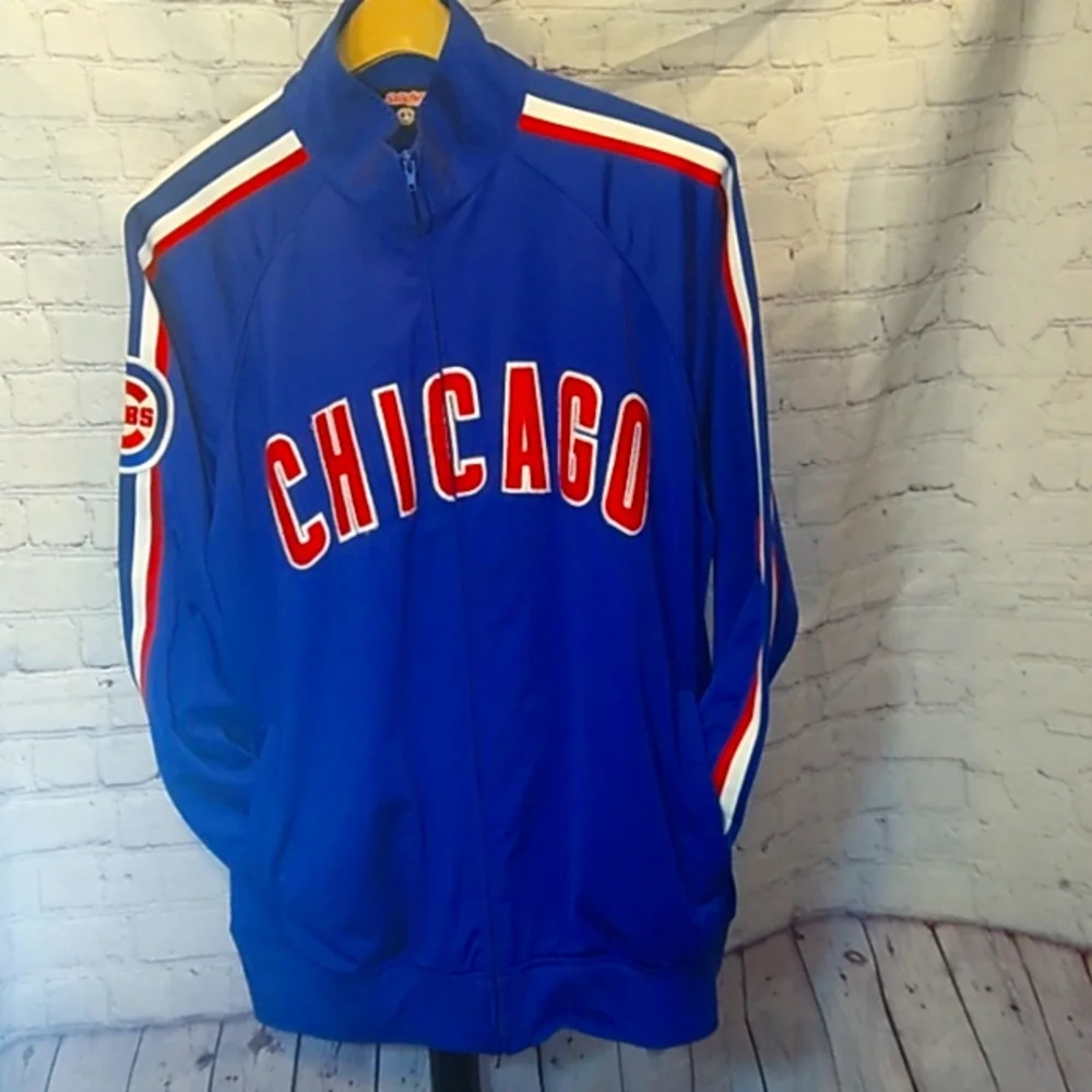 Old School Vintage Chicago Cubs Blue Zip up Jacket Men's XL Blue, - Picture 1 of 5
